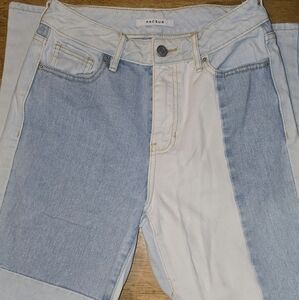 PacSun Light Blue and White Patchwork Jeans